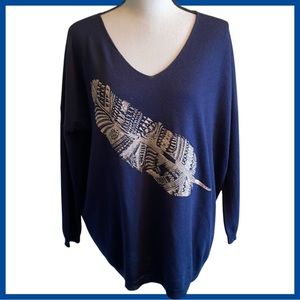 Why Not V Neck Navy Sweater Size XL